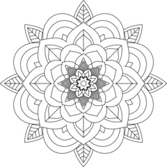 Easy Mandala coloring book simple and basic for beginners, seniors and children. Set of Mehndi flower pattern for Henna drawing and tattoo. Decoration in ethnic oriental, Indian style.