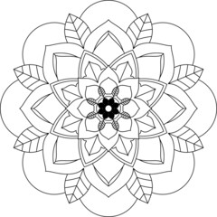 Fototapeta premium Easy Mandala coloring book simple and basic for beginners, seniors and children. Set of Mehndi flower pattern for Henna drawing and tattoo. Decoration in ethnic oriental, Indian style.