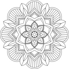 Easy Mandala coloring book simple and basic for beginners, seniors and children. Set of Mehndi flower pattern for Henna drawing and tattoo. Decoration in ethnic oriental, Indian style.