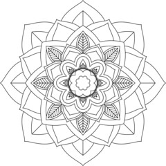 Easy Mandala coloring book simple and basic for beginners, seniors and children. Set of Mehndi flower pattern for Henna drawing and tattoo. Decoration in ethnic oriental, Indian style.