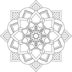 Easy Mandala coloring book simple and basic for beginners, seniors and children. Set of Mehndi flower pattern for Henna drawing and tattoo. Decoration in ethnic oriental, Indian style.