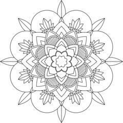 Easy Mandala coloring book simple and basic for beginners, seniors and children. Set of Mehndi flower pattern for Henna drawing and tattoo. Decoration in ethnic oriental, Indian style.