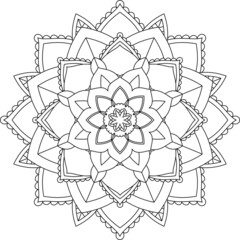 Easy Mandala coloring book simple and basic for beginners, seniors and children. Set of Mehndi flower pattern for Henna drawing and tattoo. Decoration in ethnic oriental, Indian style.