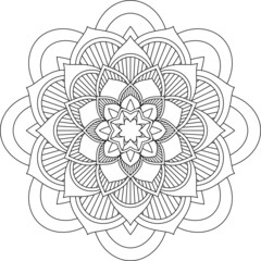 Easy Mandala coloring book simple and basic for beginners, seniors and children. Set of Mehndi flower pattern for Henna drawing and tattoo. Decoration in ethnic oriental, Indian style.