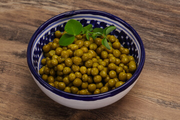 Canned Green peas in the bowl