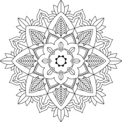 Easy Mandala coloring book simple and basic for beginners, seniors and children. Set of Mehndi flower pattern for Henna drawing and tattoo. Decoration in ethnic oriental, Indian style.