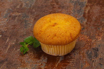 Sweet tasty muffin served mint