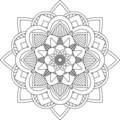 Easy Mandala coloring book simple and basic for beginners, seniors and children. Set of Mehndi flower pattern for Henna drawing and tattoo. Decoration in ethnic oriental, Indian style.