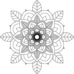 Easy Mandala coloring book simple and basic for beginners, seniors and children. Set of Mehndi flower pattern for Henna drawing and tattoo. Decoration in ethnic oriental, Indian style.