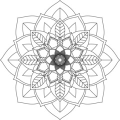 Easy Mandala coloring book simple and basic for beginners, seniors and children. Set of Mehndi flower pattern for Henna drawing and tattoo. Decoration in ethnic oriental, Indian style.