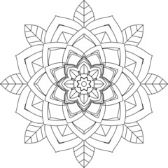 Easy Mandala coloring book simple and basic for beginners, seniors and children. Set of Mehndi flower pattern for Henna drawing and tattoo. Decoration in ethnic oriental, Indian style.