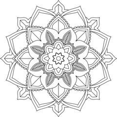 Easy Mandala coloring book simple and basic for beginners, seniors and children. Set of Mehndi flower pattern for Henna drawing and tattoo. Decoration in ethnic oriental, Indian style.
