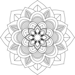 Easy Mandala coloring book simple and basic for beginners, seniors and children. Set of Mehndi flower pattern for Henna drawing and tattoo. Decoration in ethnic oriental, Indian style.