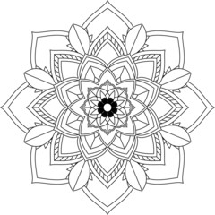 Easy Mandala coloring book simple and basic for beginners, seniors and children. Set of Mehndi flower pattern for Henna drawing and tattoo. Decoration in ethnic oriental, Indian style.