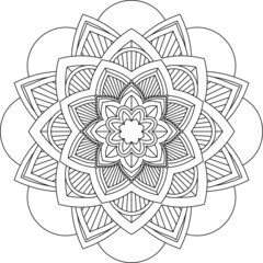 Easy Mandala coloring book simple and basic for beginners, seniors and children. Set of Mehndi flower pattern for Henna drawing and tattoo. Decoration in ethnic oriental, Indian style.