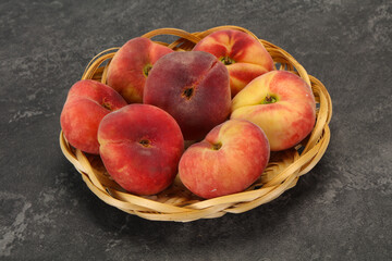 Sweet ripe tasty flat peach