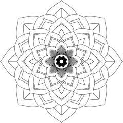 Obraz premium Easy Mandala coloring book simple and basic for beginners, seniors and children. Set of Mehndi flower pattern for Henna drawing and tattoo. Decoration in ethnic oriental, Indian style.