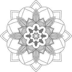 Easy Mandala coloring book simple and basic for beginners, seniors and children. Set of Mehndi flower pattern for Henna drawing and tattoo. Decoration in ethnic oriental, Indian style.