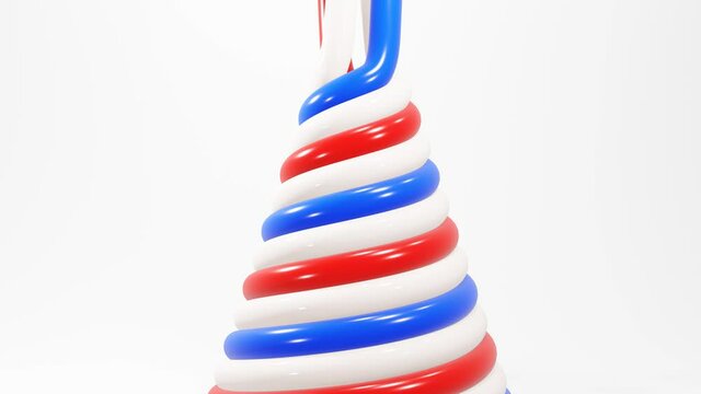 Flowing liquid colorful on white animation, 3D motion graphic looped 4K animation. Abstract background illustration.