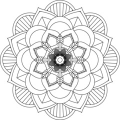 Easy Mandala coloring book simple and basic for beginners, seniors and children. Set of Mehndi flower pattern for Henna drawing and tattoo. Decoration in ethnic oriental, Indian style.