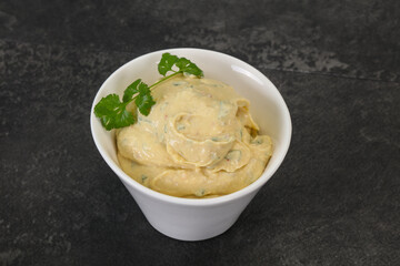 Hummus snack with olive oil