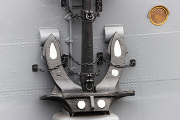 Anchor on a chain aboard the cruiser Aurora.