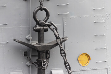 Anchor on a chain aboard the cruiser Aurora.