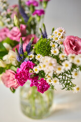 Bouquet 007, step by step installation of flowers in a vase. Flowers bunch, set for home. Fresh cut flowers for decoration home. European floral shop. Delivery fresh cut flower.