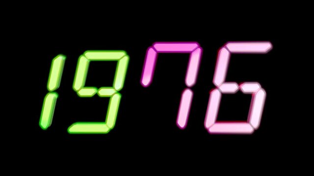 From 1970 To 2050 Countdown Loop. Choose Your Year: 2020, 2021, 2022, 2023&hellip; Clock Countdown Timer Digital With Black Wallpaper With Flashing Lights - 4K Ultra Animation
