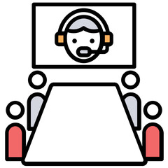 
People in front of presentation representing business seminar
