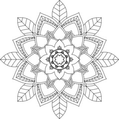 Easy Mandala coloring book simple and basic for beginners, seniors and children. Set of Mehndi flower pattern for Henna drawing and tattoo. Decoration in ethnic oriental, Indian style.