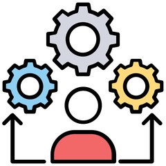 
Male avatar with gears symbolic of project manager

