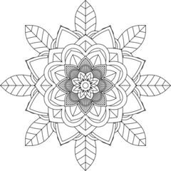 Easy Mandala coloring book simple and basic for beginners, seniors and children. Set of Mehndi flower pattern for Henna drawing and tattoo. Decoration in ethnic oriental, Indian style.
