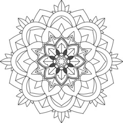 Easy Mandala coloring book simple and basic for beginners, seniors and children. Set of Mehndi flower pattern for Henna drawing and tattoo. Decoration in ethnic oriental, Indian style.