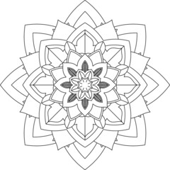 Easy Mandala coloring book simple and basic for beginners, seniors and children. Set of Mehndi flower pattern for Henna drawing and tattoo. Decoration in ethnic oriental, Indian style.