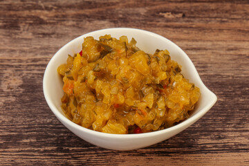 Relish sauce with cucumbers and mustard