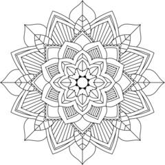 Easy Mandala coloring book simple and basic for beginners, seniors and children. Set of Mehndi flower pattern for Henna drawing and tattoo. Decoration in ethnic oriental, Indian style.