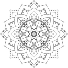Easy Mandala coloring book simple and basic for beginners, seniors and children. Set of Mehndi flower pattern for Henna drawing and tattoo. Decoration in ethnic oriental, Indian style.