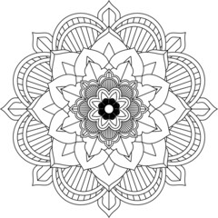 Easy Mandala coloring book simple and basic for beginners, seniors and children. Set of Mehndi flower pattern for Henna drawing and tattoo. Decoration in ethnic oriental, Indian style.