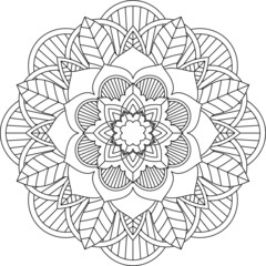 Easy Mandala coloring book simple and basic for beginners, seniors and children. Set of Mehndi flower pattern for Henna drawing and tattoo. Decoration in ethnic oriental, Indian style.