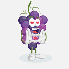 Grape Logo mascot in love pose