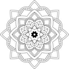 Easy Mandala coloring book simple and basic for beginners, seniors and children. Set of Mehndi flower pattern for Henna drawing and tattoo. Decoration in ethnic oriental, Indian style.