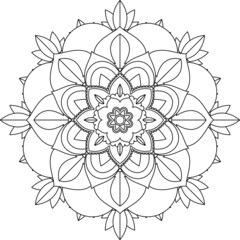Easy Mandala coloring book simple and basic for beginners, seniors and children. Set of Mehndi flower pattern for Henna drawing and tattoo. Decoration in ethnic oriental, Indian style.