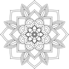 Easy Mandala coloring book simple and basic for beginners, seniors and children. Set of Mehndi flower pattern for Henna drawing and tattoo. Decoration in ethnic oriental, Indian style.