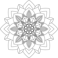 Easy Mandala coloring book simple and basic for beginners, seniors and children. Set of Mehndi flower pattern for Henna drawing and tattoo. Decoration in ethnic oriental, Indian style.