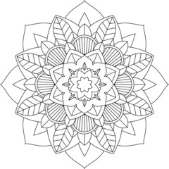 Easy Mandala coloring book simple and basic for beginners, seniors and children. Set of Mehndi flower pattern for Henna drawing and tattoo. Decoration in ethnic oriental, Indian style.