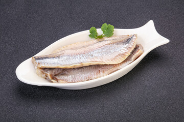 Herring fillet in the bowl