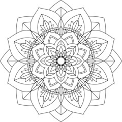 Easy Mandala coloring book simple and basic for beginners, seniors and children. Set of Mehndi flower pattern for Henna drawing and tattoo. Decoration in ethnic oriental, Indian style.