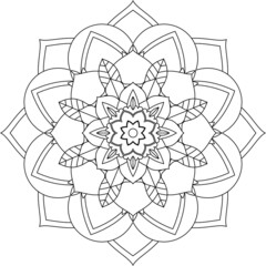 Easy Mandala coloring book simple and basic for beginners, seniors and children. Set of Mehndi flower pattern for Henna drawing and tattoo. Decoration in ethnic oriental, Indian style.