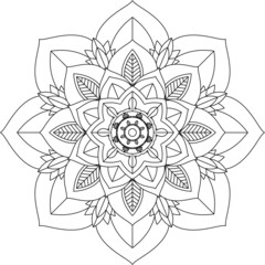 Easy Mandala coloring book simple and basic for beginners, seniors and children. Set of Mehndi flower pattern for Henna drawing and tattoo. Decoration in ethnic oriental, Indian style.